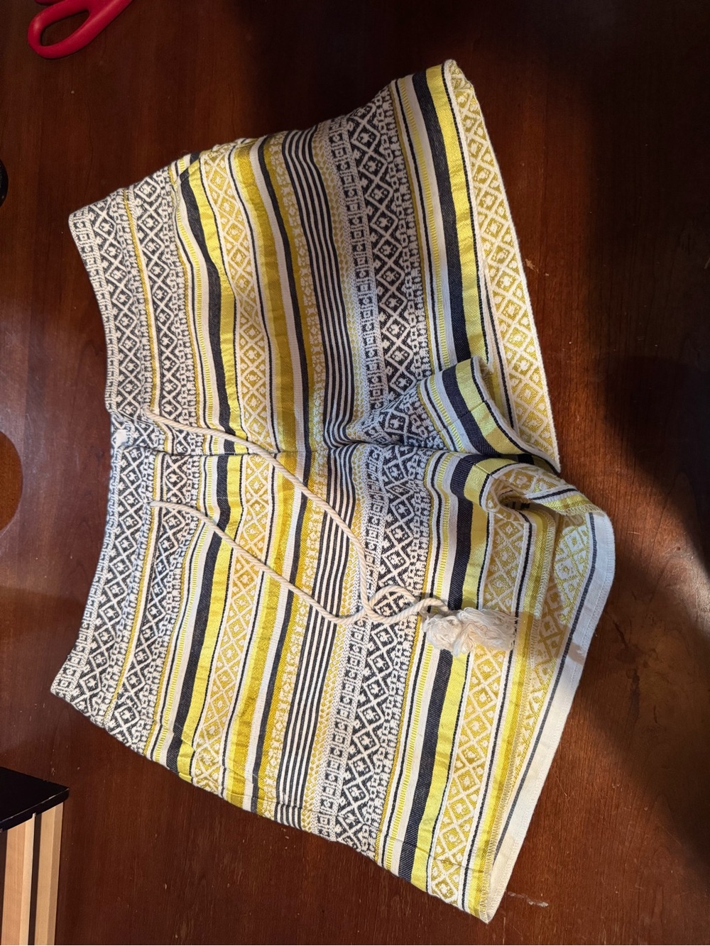 LOFT Black White Yellow Patterned Knit Skirt